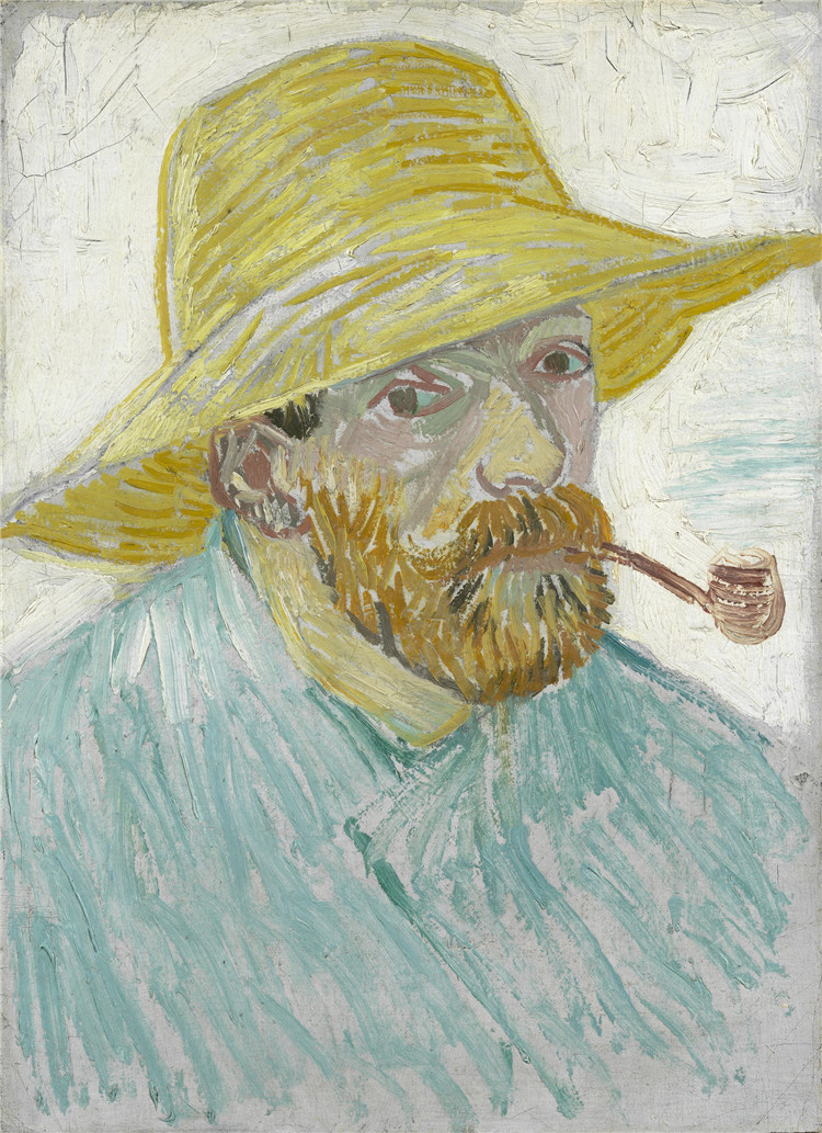 Self-Portrait With Pipe And Straw Hat Van Gogh Oil Painting